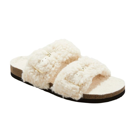 Auden Women's Jane Two Band Buckle Slide Slippers - Cream, Size 6 - Picture 1 of 9